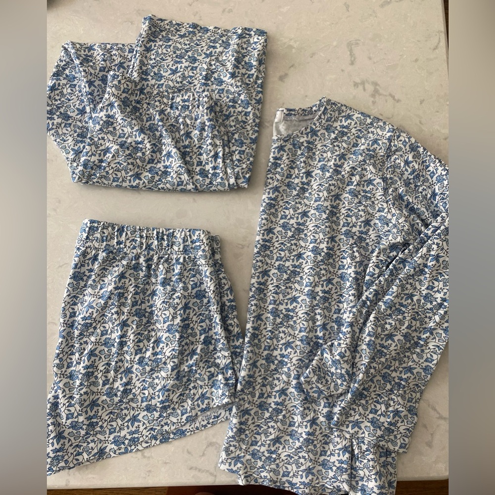 Lake Floral Blue and White Pajama Set